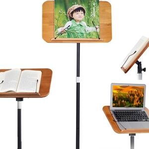 NIB Multi-Use Wooden Stand Adjusts 17" - 66" High for Music, Books, Recipes etc